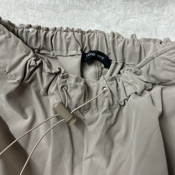 LOVE TREE Parachute Pants Womens Small Khaki Tan Wide Leg Slouchy Baggy Loose - Picture 3 of 5